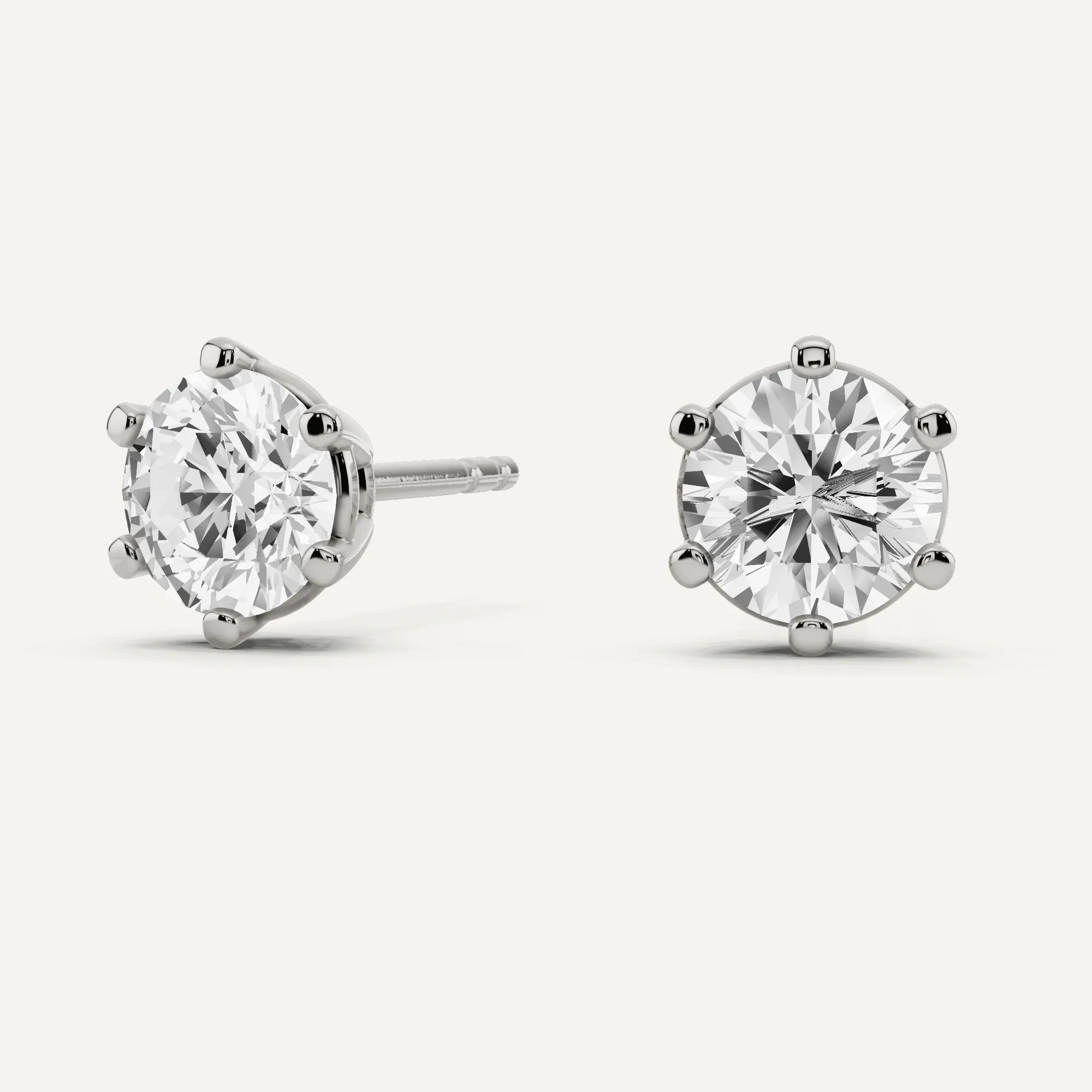 1 1/2 ctw Round Diamond Six Prong Stud Earrings