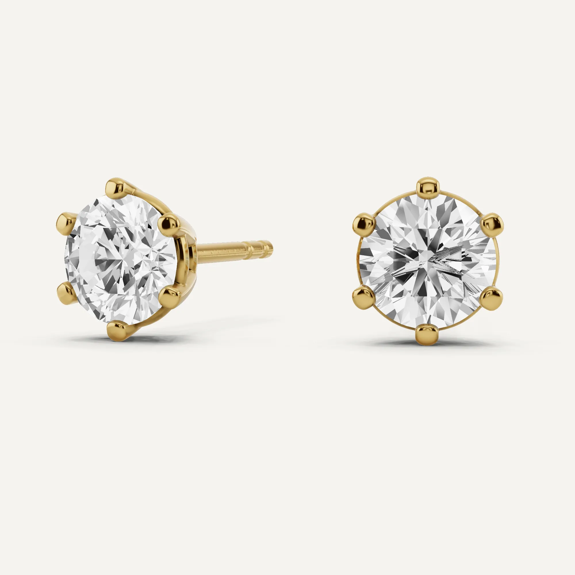 1 1/2 ctw Round Diamond Six Prong Stud Earrings