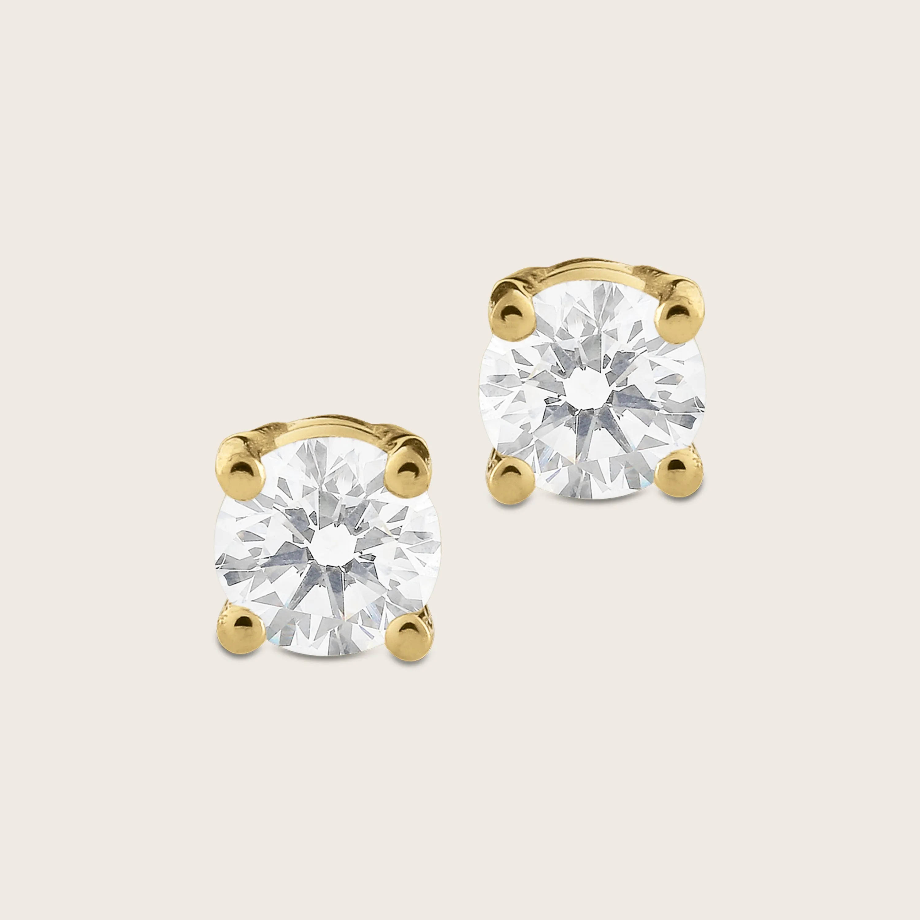 1 ct 18k Gold Lab Grown Diamond Solitaire Stud Earrings