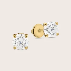 1 ct 18k Gold Lab Grown Diamond Solitaire Stud Earrings