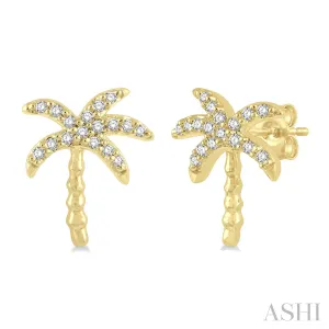 10KY Diamond Petite Palm Tree Petite Fashion Earring w/ 0.10 ctw