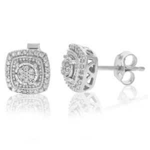 1/10 cttw Cushion Composite Diamond Stud Earrings in Sterling Silver