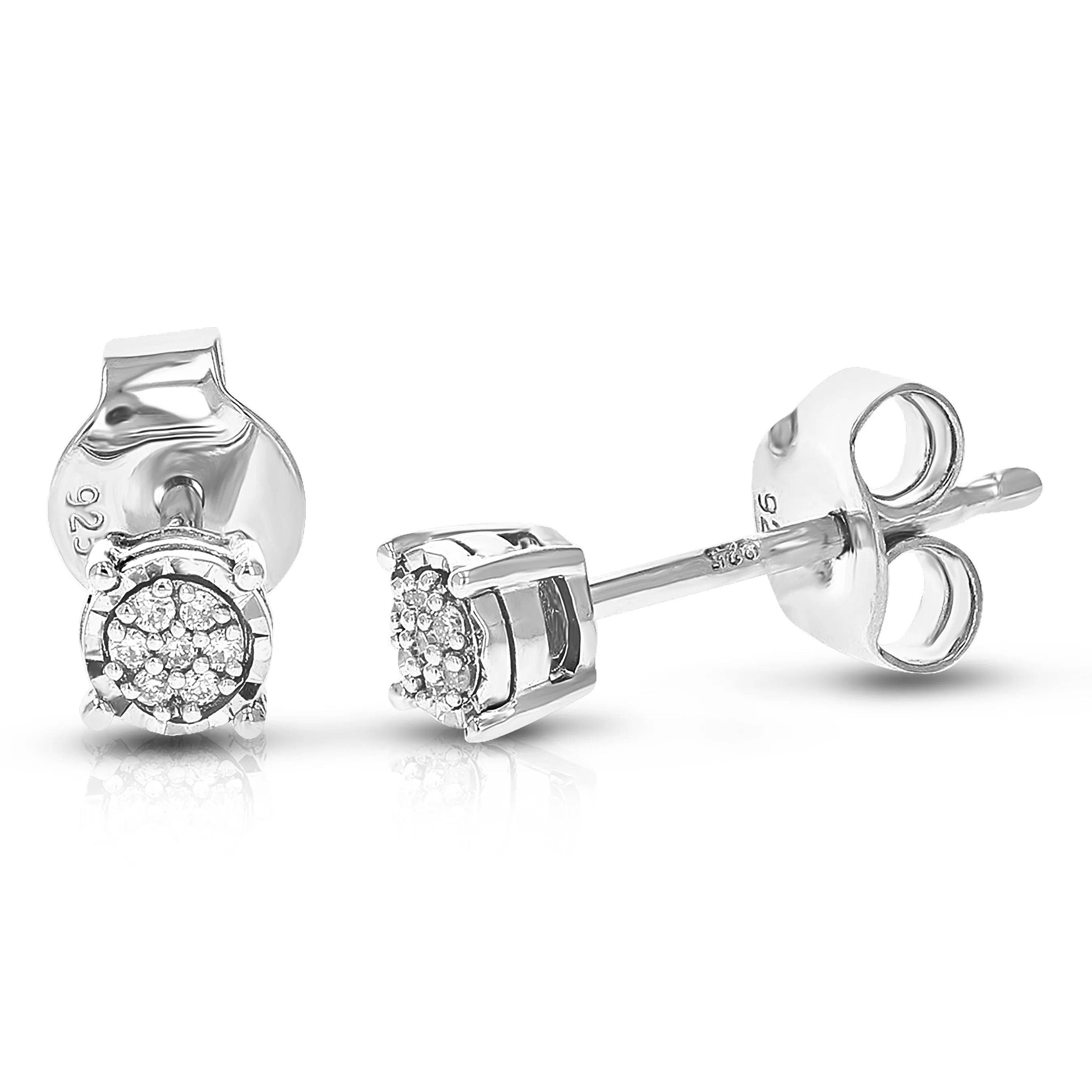 1/20 cttw Diamond Stud Minimalist Earrings in Sterling Silver