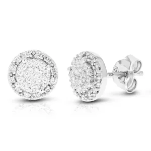 1/3 cttw Diamond Vintage Cluster Stud Earrings in Sterling Silver