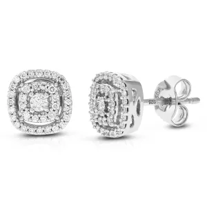 1/4 cttw Diamond Cushion Composite Stud Earrings in Sterling Silver