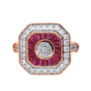 14K 0.65CT Diamond Ruby Ring