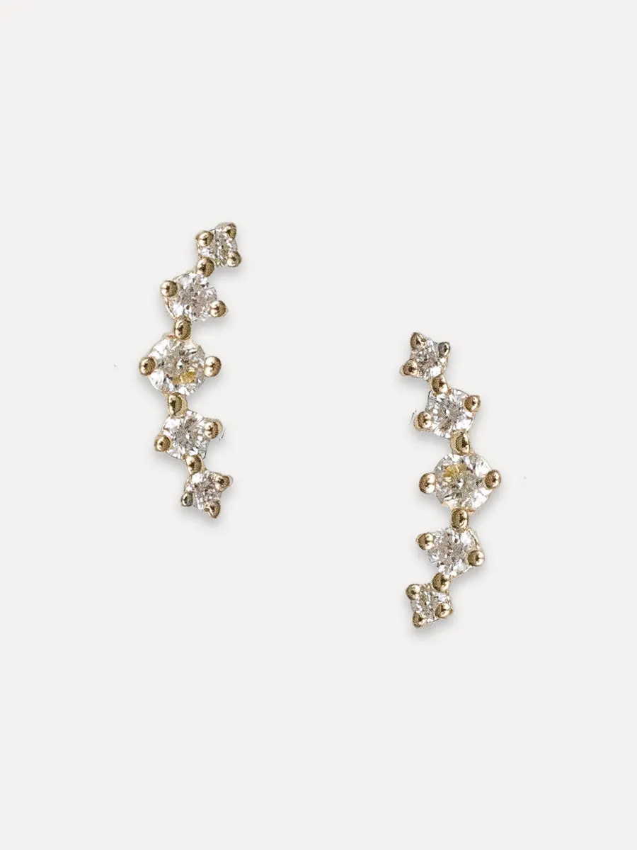 14K Graduated Diamond Climber Studs