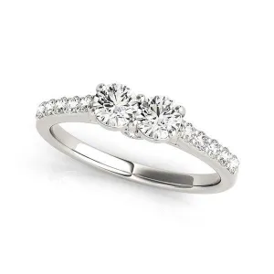 14k White Gold Round Two Stone Diamond Ring (3/4 cttw)