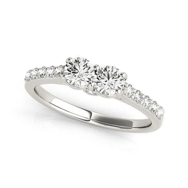 14k White Gold Round Two Stone Diamond Ring (3/4 cttw)