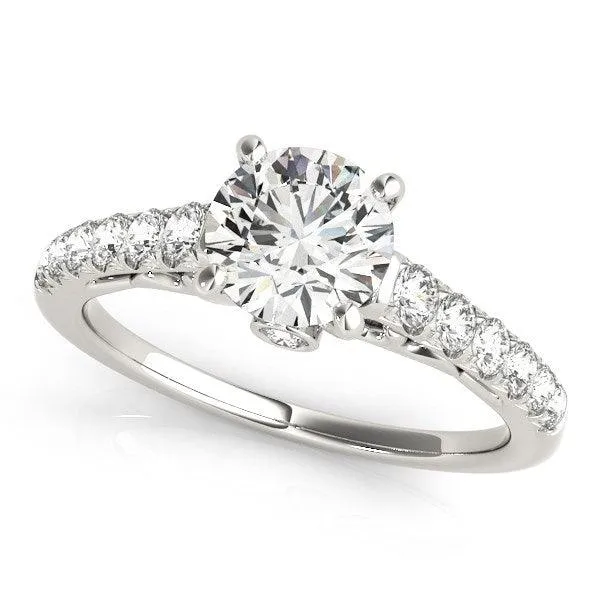 14k White Gold Scalloped Single Row Band Diamond Engagement Ring (1 3/8 cttw)