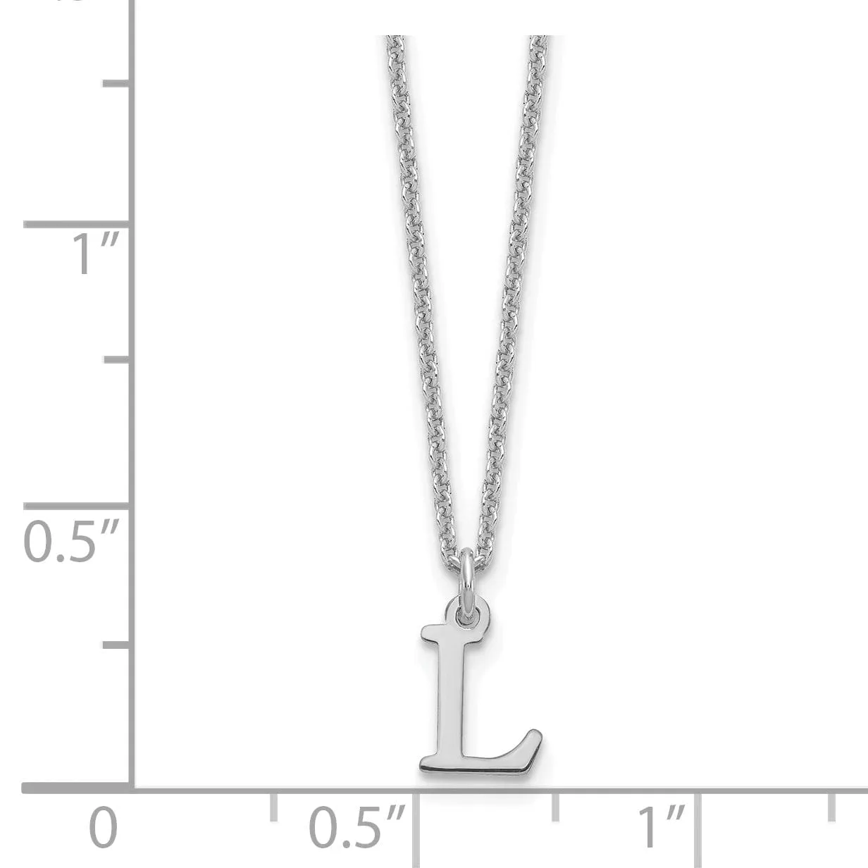 14k White Gold Tiny Cut Out Block Letter M Initial Pendant and Necklace