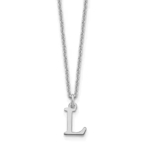 14k White Gold Tiny Cut Out Block Letter M Initial Pendant and Necklace