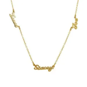 14k Yellow Gold Multi Name Script Necklace