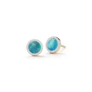 14kt Opal and Diamond Studs