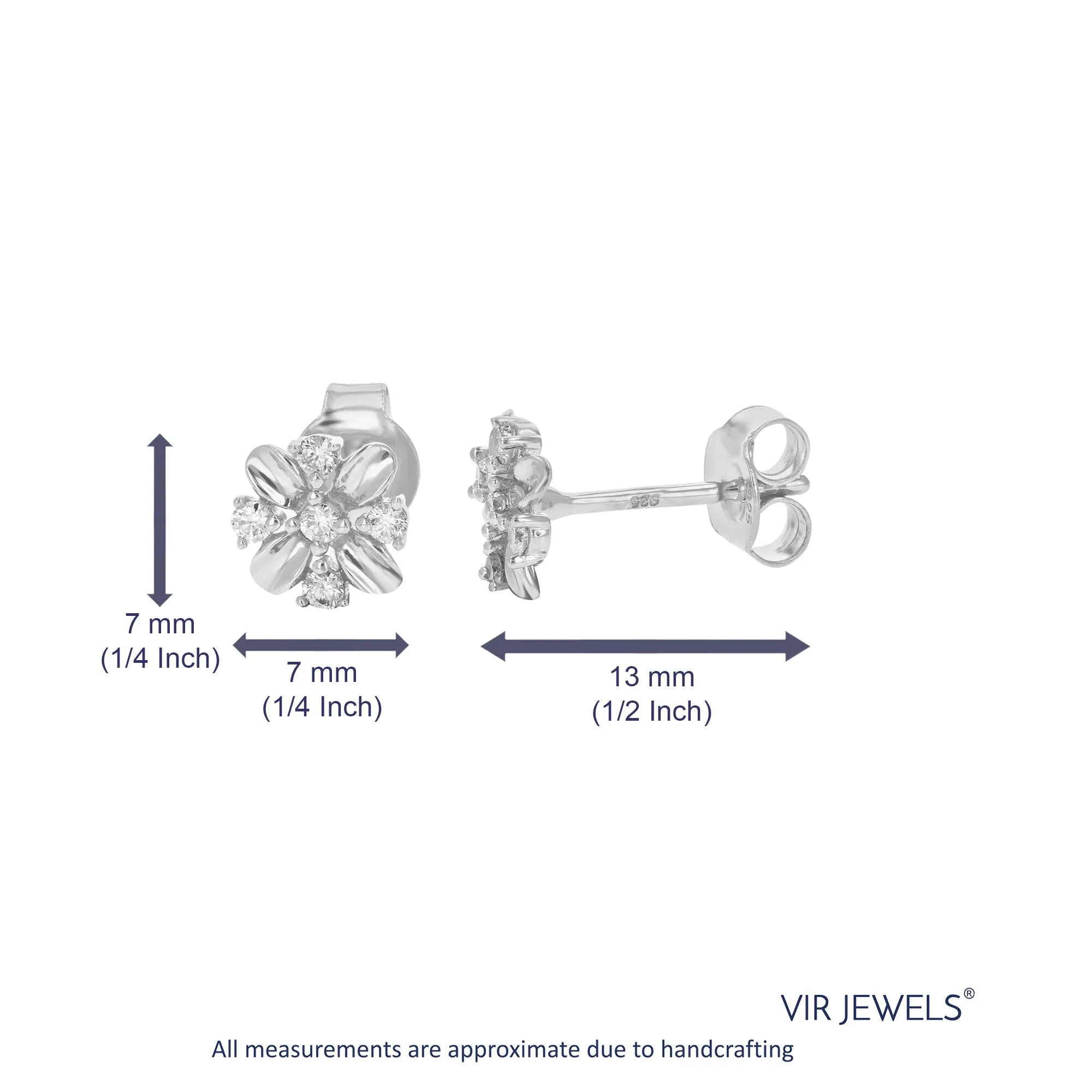 1/5 cttw Lab Grown Diamond Snowflake Stud Earring Sterling Silver