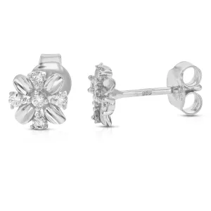 1/5 cttw Lab Grown Diamond Snowflake Stud Earring Sterling Silver