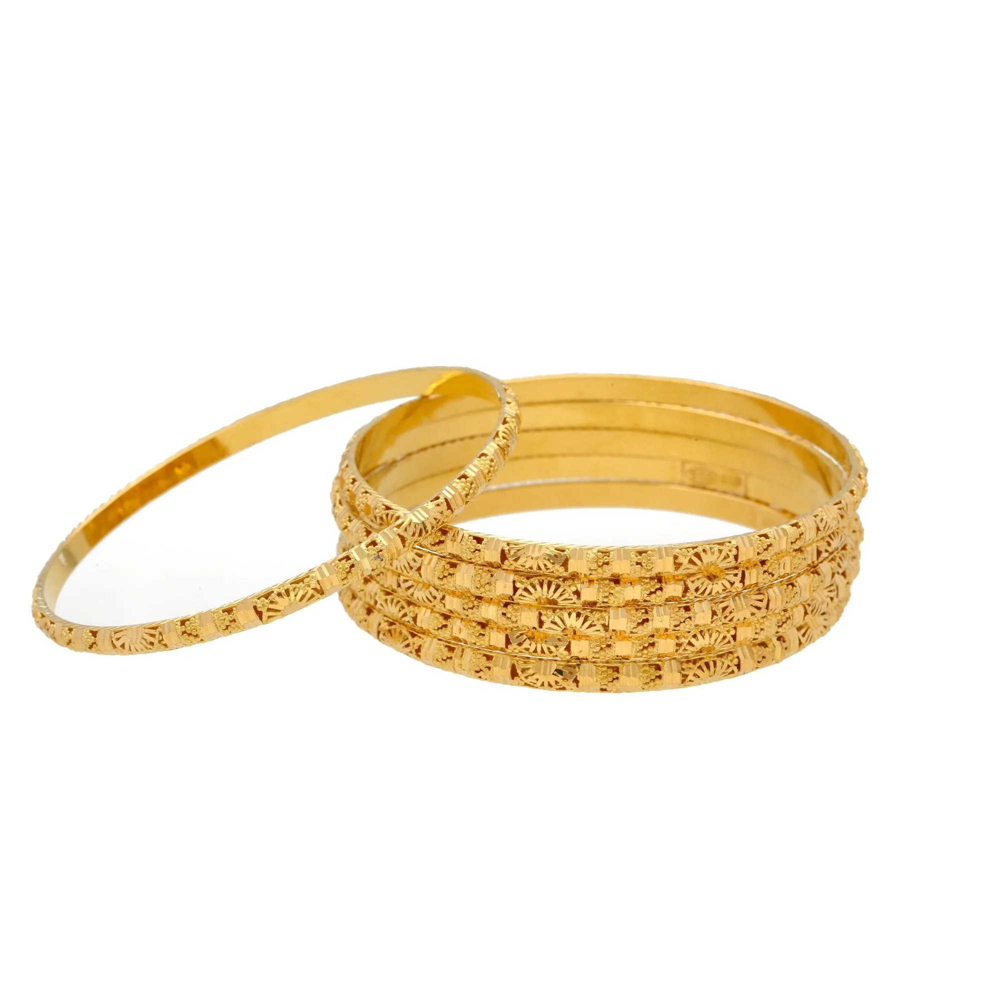 22K Gold Bangles Set of Six, 67.7gm