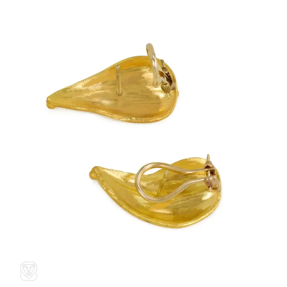 22k gold leaf earrings, Sara Bacsh