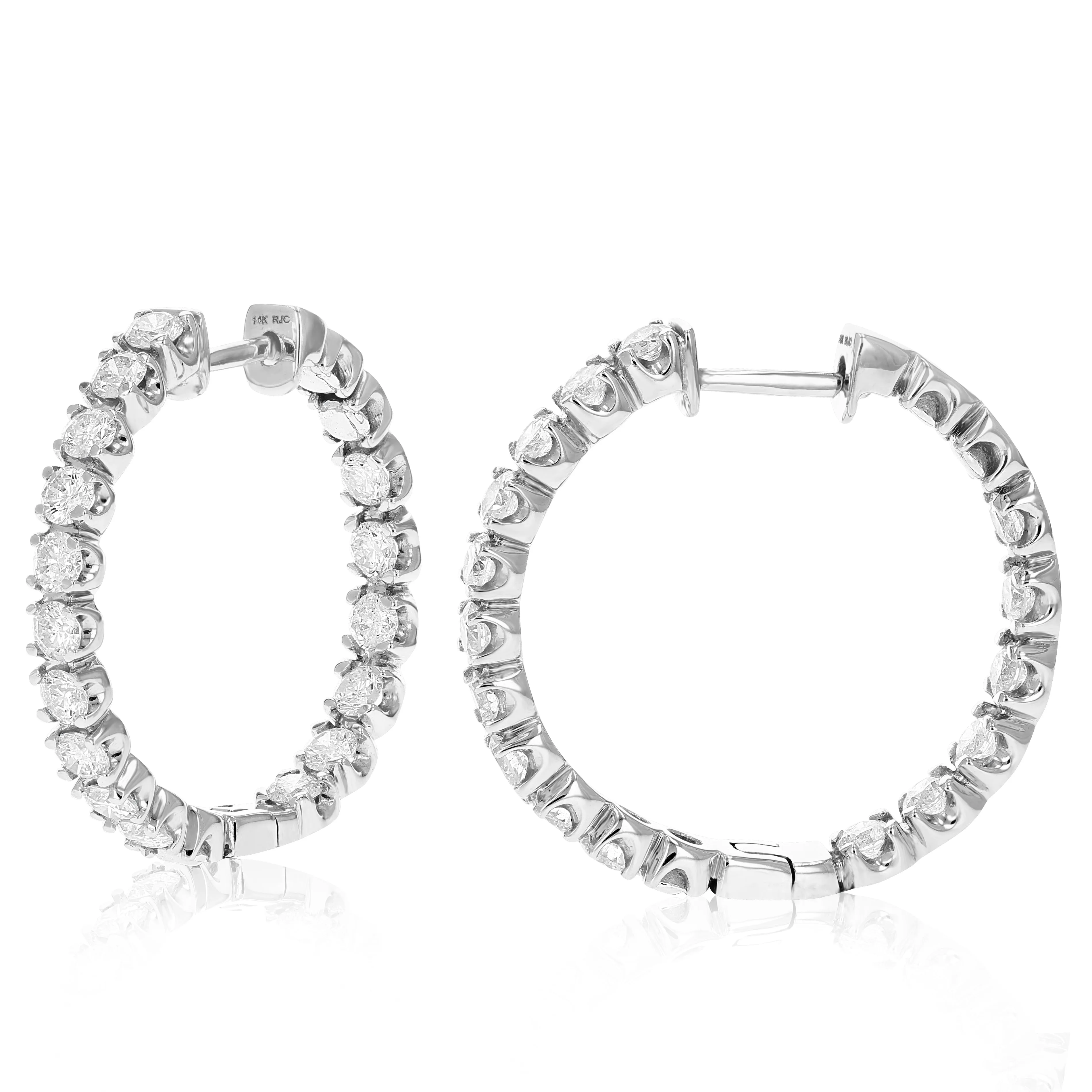 2.50 cttw Lab Grown Diamond Inside Out Hoop Earrings in 14K Gold