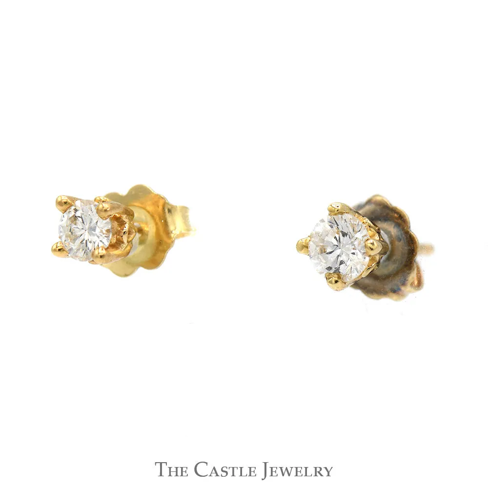 .30cttw Round Diamond Stud Earrings in 14k Yellow Gold