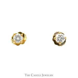 .30cttw Round Diamond Stud Earrings in 14k Yellow Gold