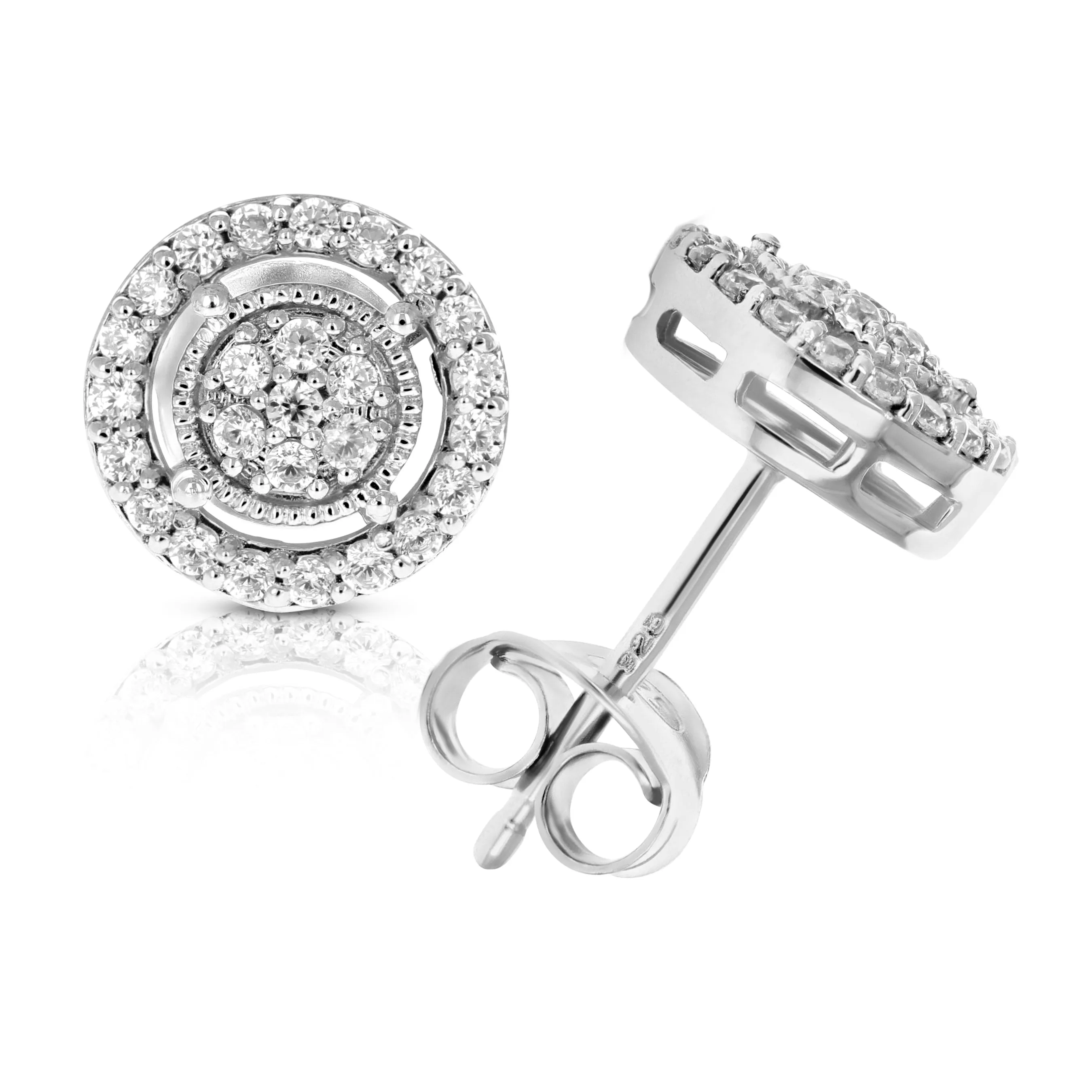 3/8 cttw Diamond Stud Earrings in Silver