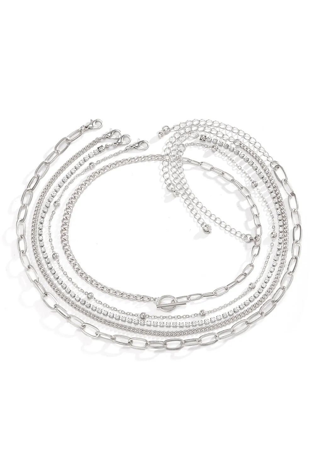 5pcs Layered Chain Collarbone Necklaces Set