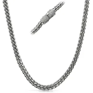 6MM CZ Diamond Clasp Chain Stainless Steel (24 Inches)