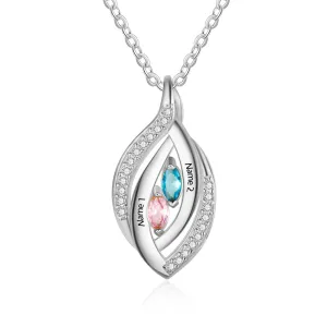 925 Sterling Silver Cubic Zirconia Birthstones Eye Pendant Necklace