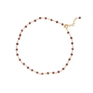 9.5"   1" 14 Karat Gold Plated Gorgeous Garnet! Beaded Anklet