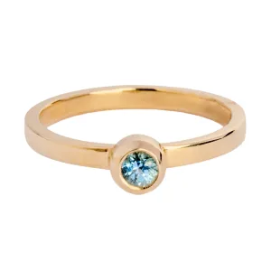 9ct yellow gold ring with aquamarine 2mm flat band size N