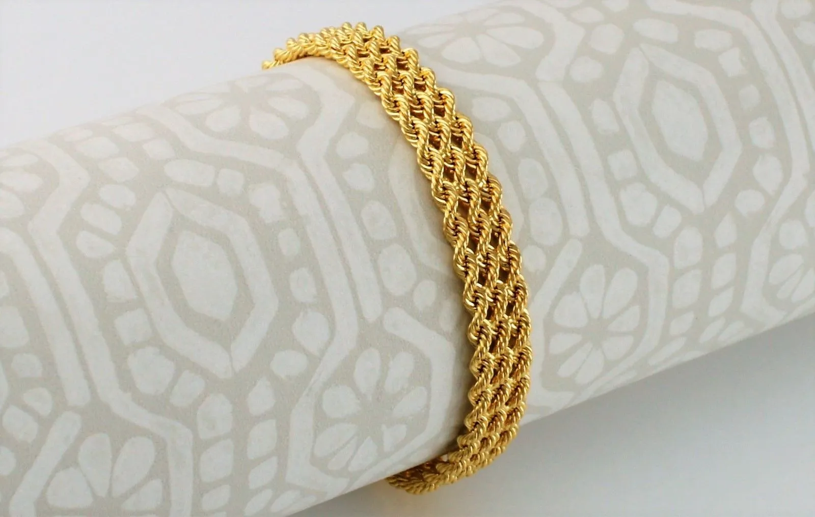 9ct Yellow Gold Three Strand Rope Bracelet 18cm / 7 inch