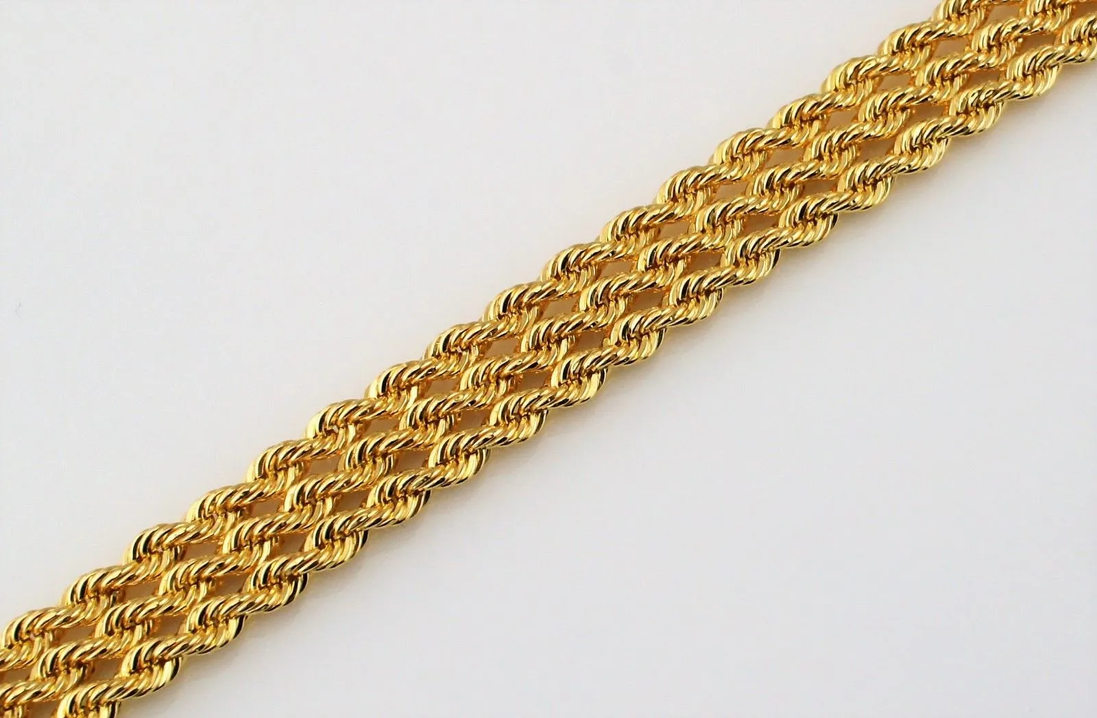 9ct Yellow Gold Three Strand Rope Bracelet 18cm / 7 inch