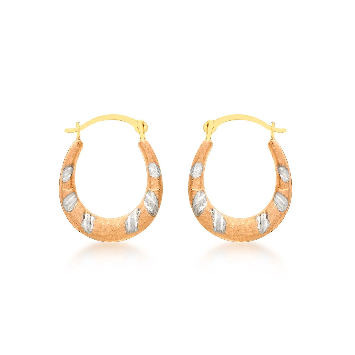 9K Tri-Coloured Creole Hoop Earrings