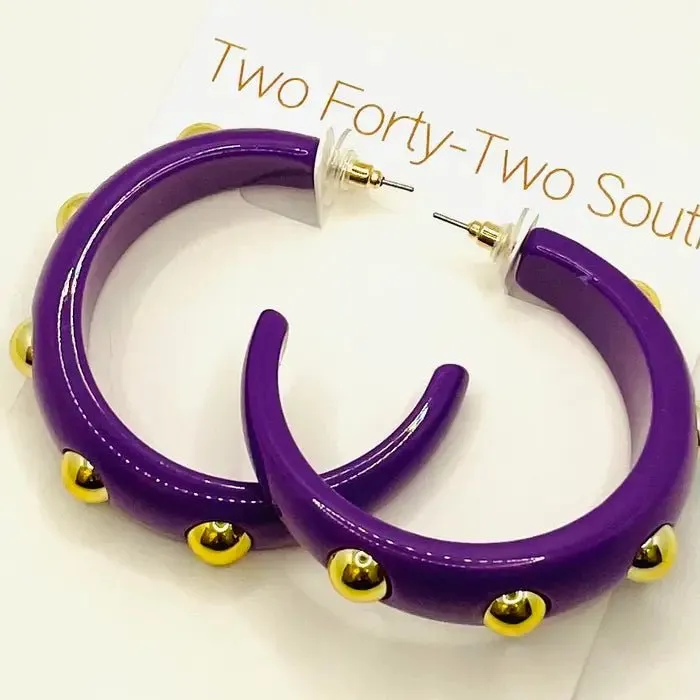 Acrylic Hoop w/Gold Stud Purple