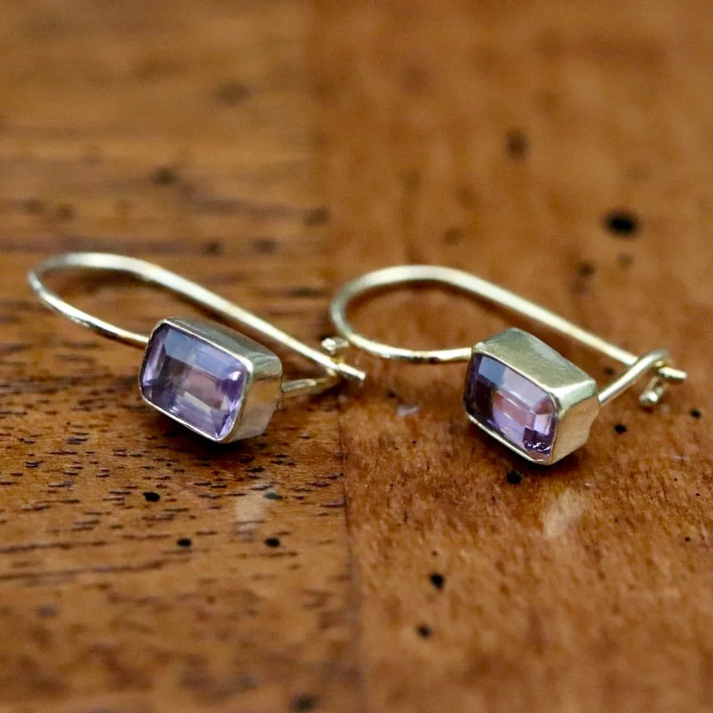 Amethyst Contemporary Drop Earrings