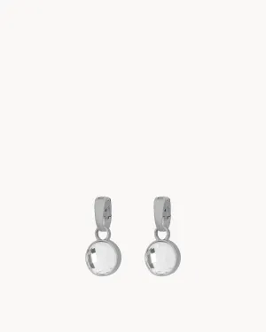 April Birthstone Hope Dainty Signature Earring Pendants, Silver