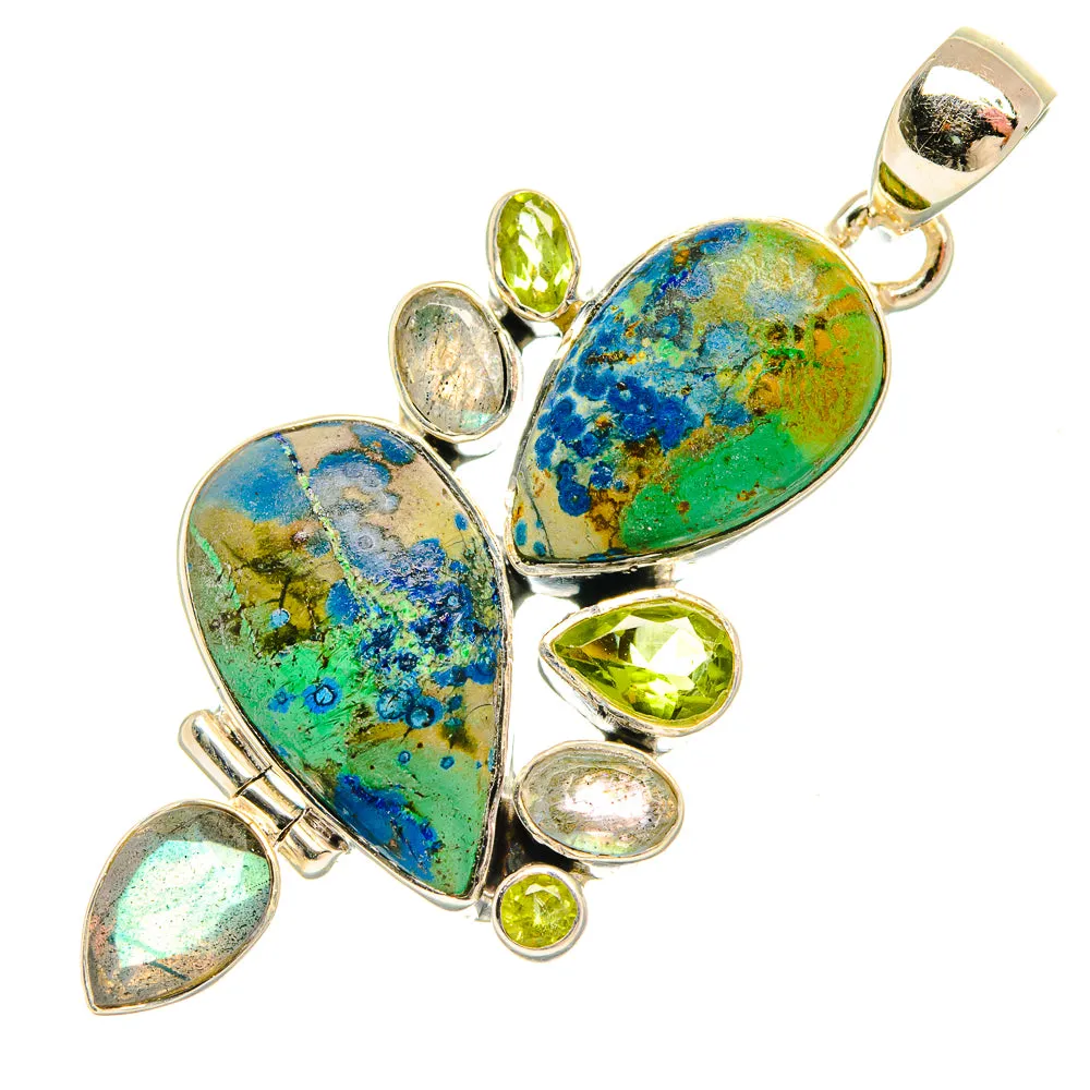 Azurite, Labradorite, Peridot Pendants 2" (925 Sterling Silver) PD31544