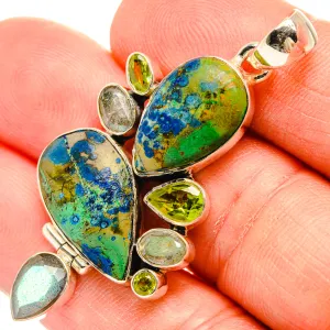 Azurite, Labradorite, Peridot Pendants 2" (925 Sterling Silver) PD31544