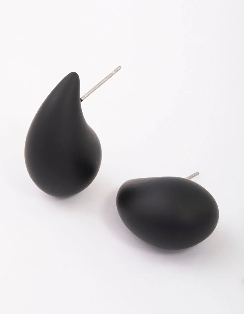 Black Chubby Teardrop Stud Earrings