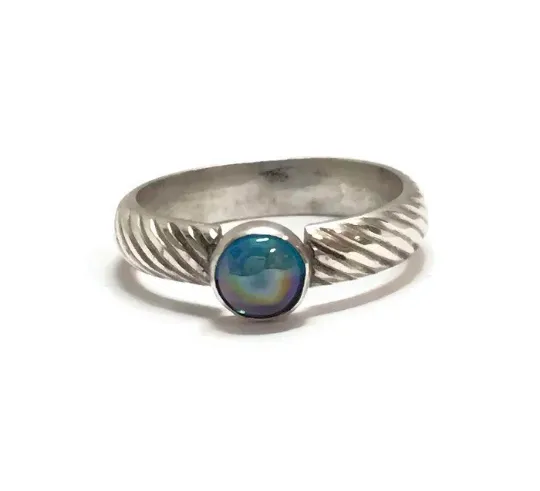 Blue Topaz Ring, Rainbow Coated Ring,Ring, Rainbow Ring, Promise Ring, Boho Ring, Gold Filled, Mystical Ring