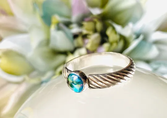 Blue Topaz Ring, Rainbow Coated Ring,Ring, Rainbow Ring, Promise Ring, Boho Ring, Gold Filled, Mystical Ring