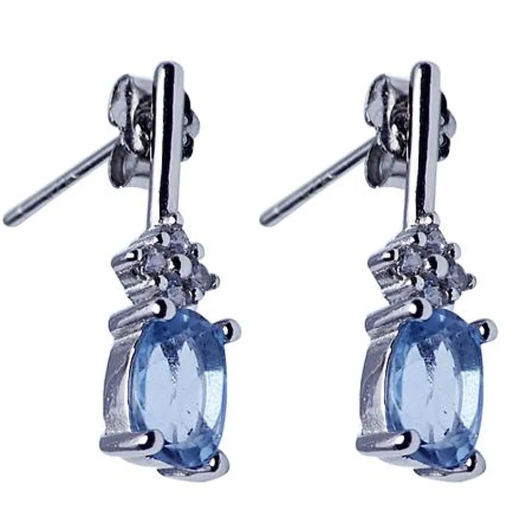 Blue Topaz Silver Drop Earrings