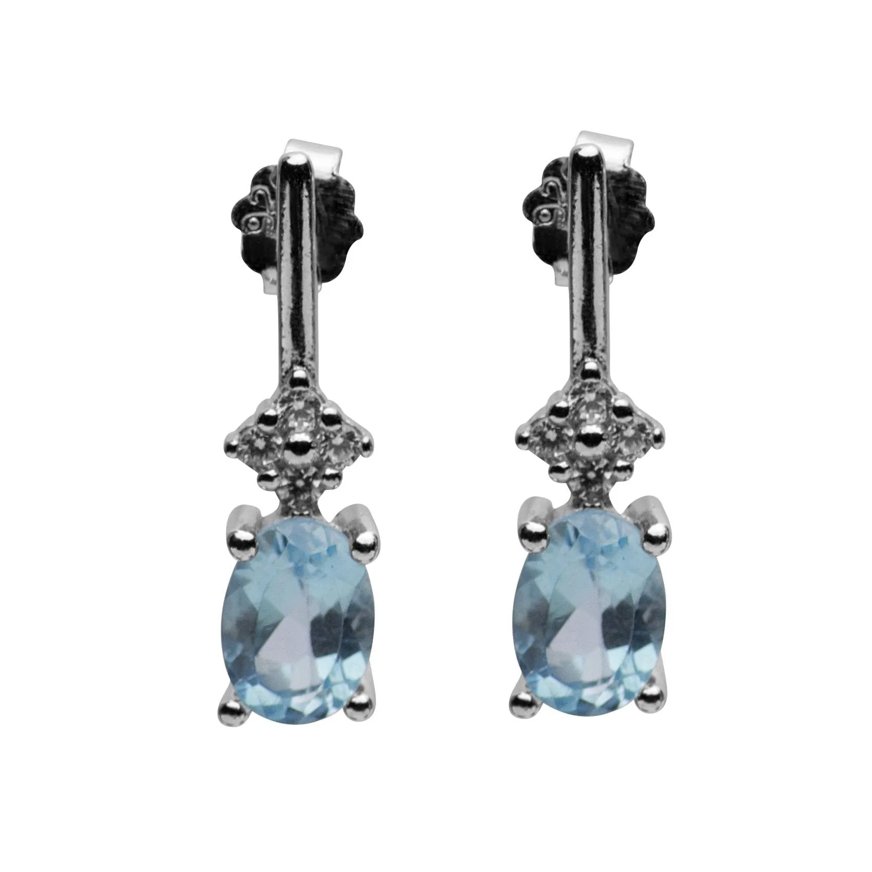 Blue Topaz Silver Drop Earrings