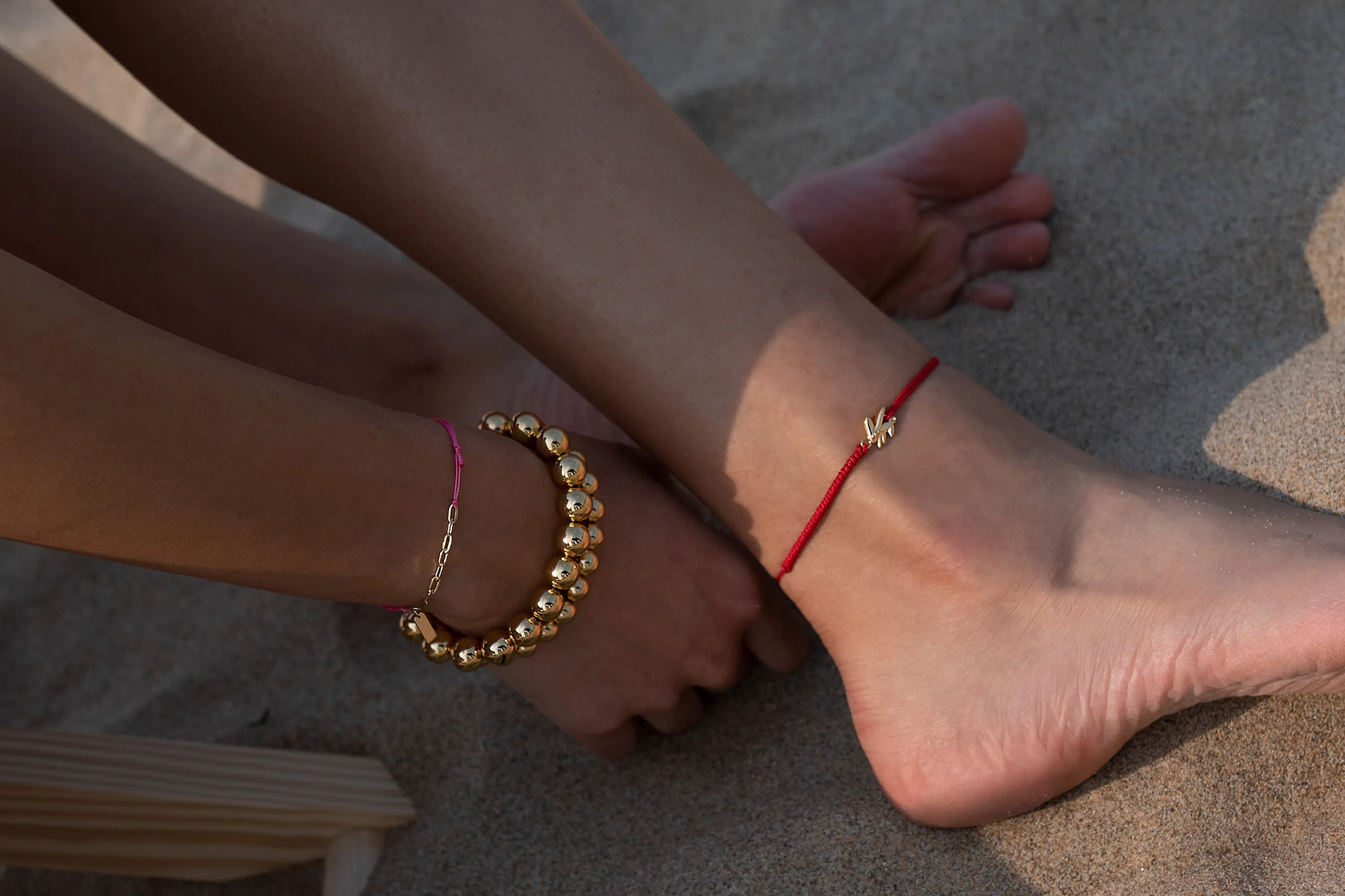 Bunny Vivid Vitamin Cord Anklet Silver Red