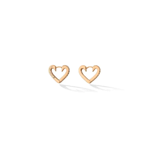 Cadar 18K Rose Gold Pave Diamond Heart Huggie Earrings