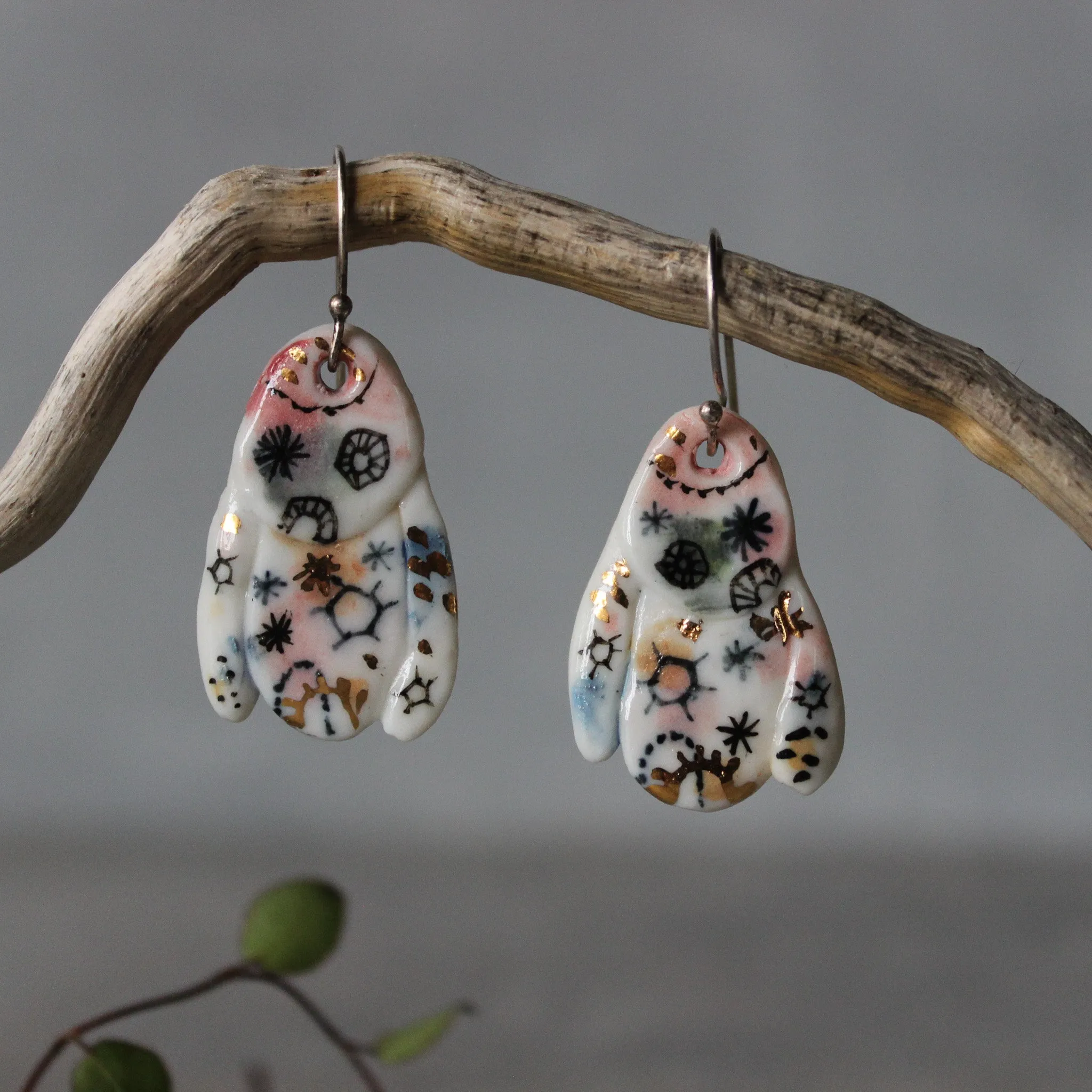 Ceramic Earrings Stars & Cells #3