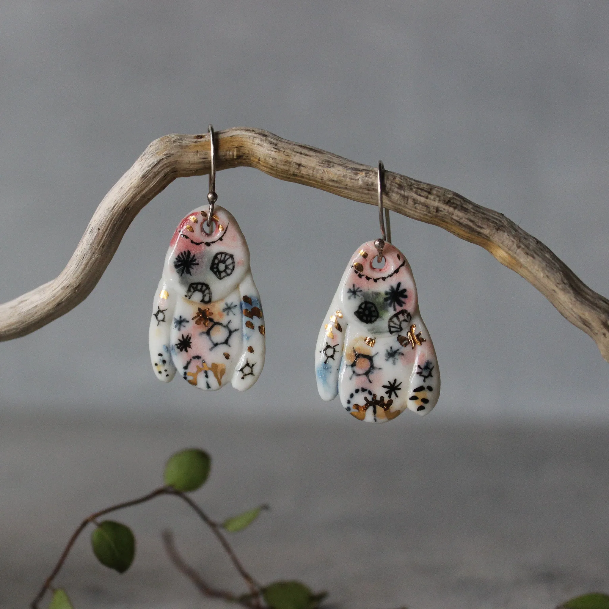 Ceramic Earrings Stars & Cells #3