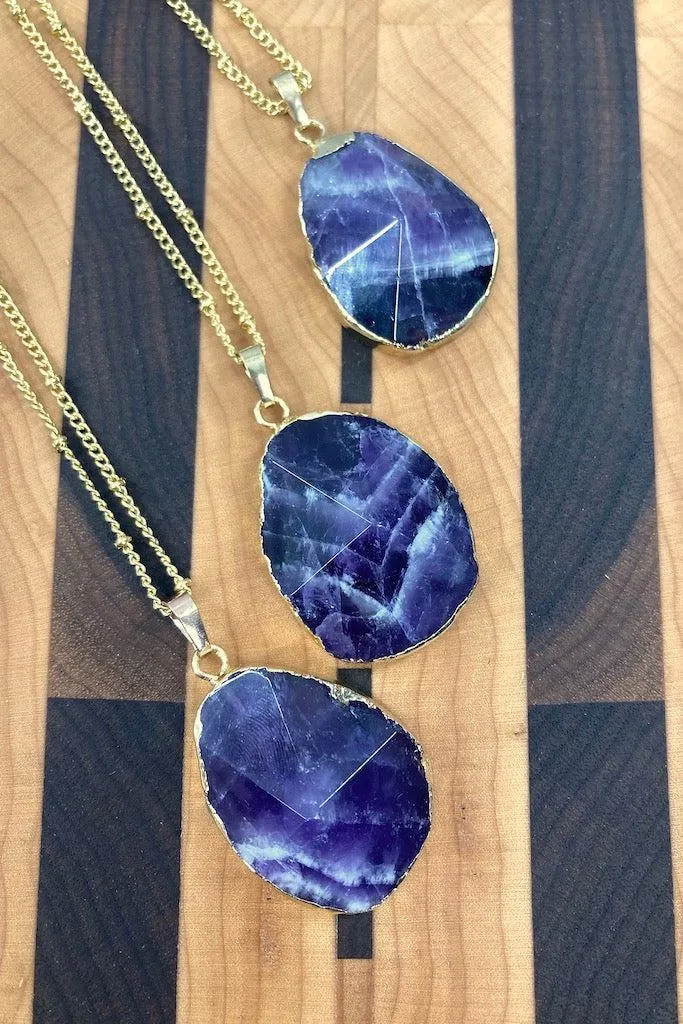 Chevron Amethyst Gold Necklace