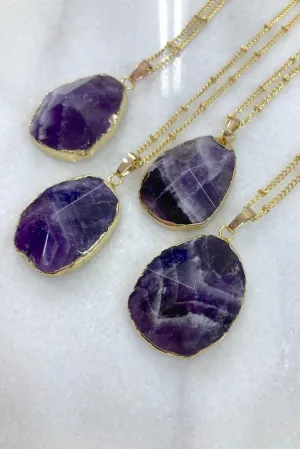 Chevron Amethyst Gold Necklace